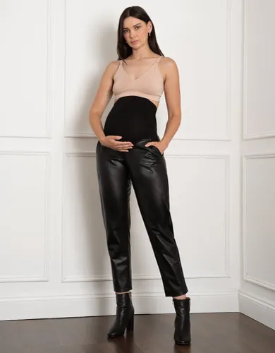 Pantalon de grossesse droit aspect cuir | - Seraphine - Modalova