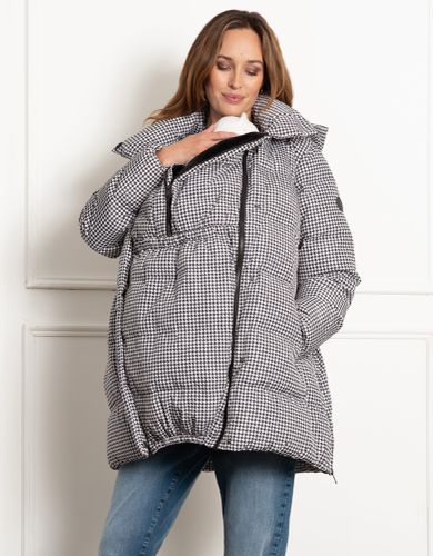 Houndstooth Belted Puffer Maternity Coat | - Seraphine - Modalova