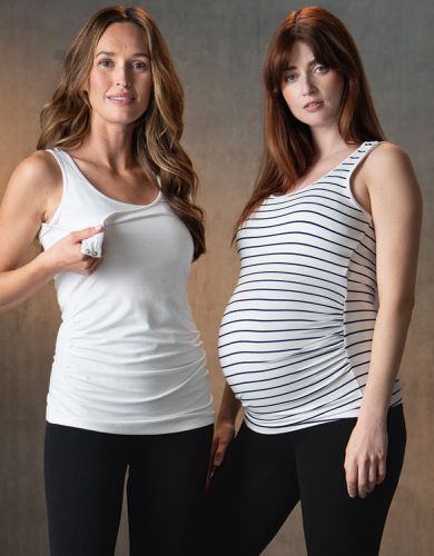 Twin Pack Maternity & Nursing Vest Tops - & Stripe | - Seraphine - Modalova