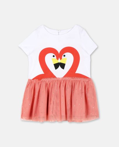 Robe en tulle et jersey à imprimé flamants roses, , Taille: 12m - Stella McCartney - Modalova
