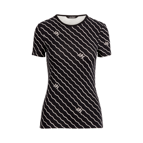 T-shirt à effet vague rayé coton stretch - Lauren - Modalova