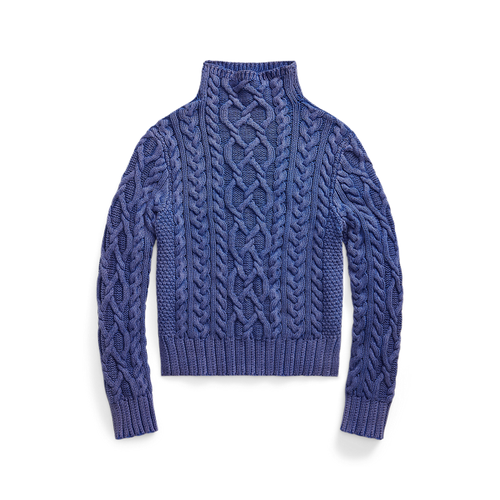 Pull col roulé en tricot d'Aran de coton - Polo Ralph Lauren - Modalova