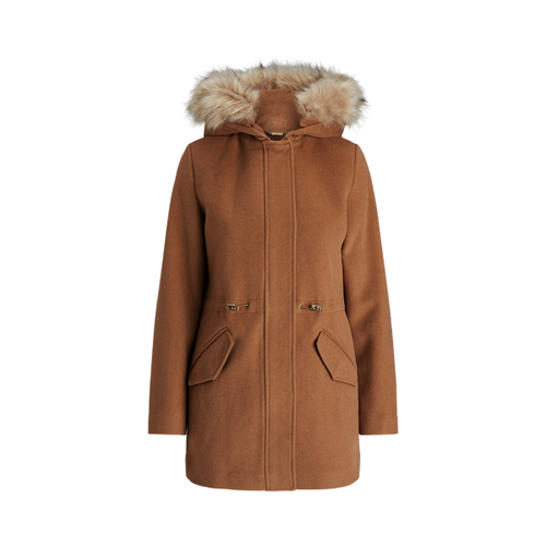 Manteau à capuche bordée de fausse fourrure en laine mélangée - Lauren Ralph Lauren - Modalova