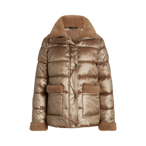 Manteau métallisé bordé de fausse fourrure - Lauren Ralph Lauren - Modalova