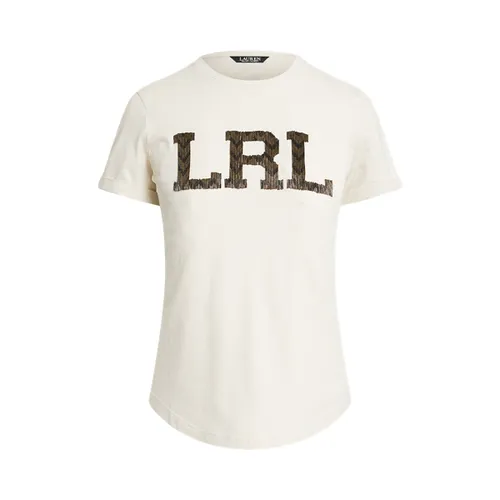 T-shirt perlé à logo en jersey - Lauren Ralph Lauren - Modalova
