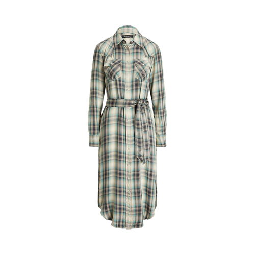 Robe-chemise écossaise en sergé - Lauren Ralph Lauren - Modalova