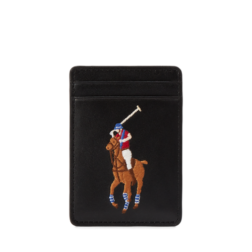 Porte-cartes aimanté Big Pony en cuir - Polo Ralph Lauren - Modalova