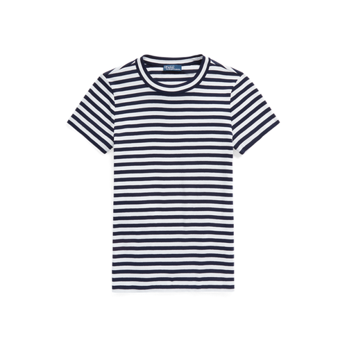T-shirt à col rond côtelé en coton rayé - Polo Ralph Lauren - Modalova