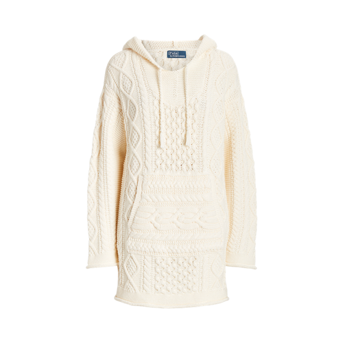 Pull tunique à capuche en tricot d'Aran - Polo Ralph Lauren - Modalova