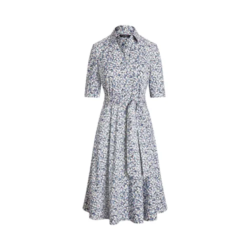 Robe-chemise fleurie ceinturée en coton - Lauren Ralph Lauren - Modalova