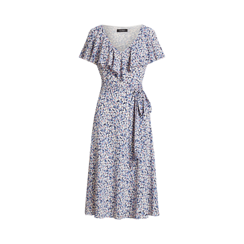 Robe fleurie ceinturée en crêpe bulle - Lauren Ralph Lauren - Modalova