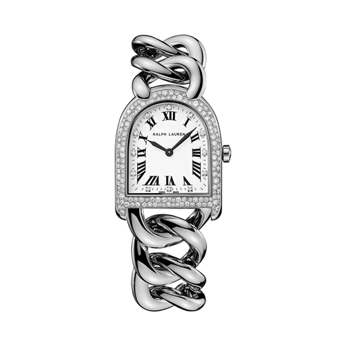 Petite montre Steel diamants et chaîne - Ralph Lauren - Modalova