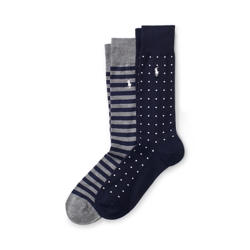 Lot 2 paires de chaussettes à pois et rayures - Polo Ralph Lauren - Modalova