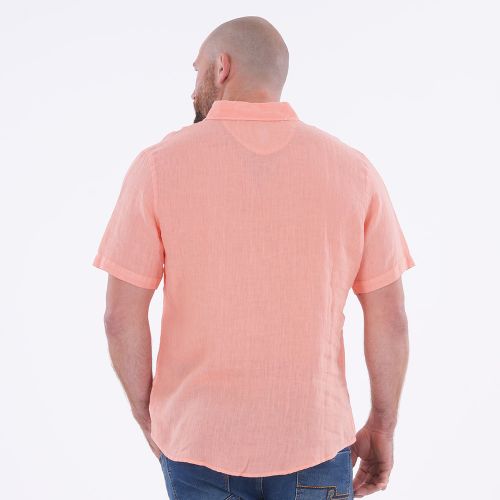 Chemise lin à manches courtes corail - Ruckfield - Modalova