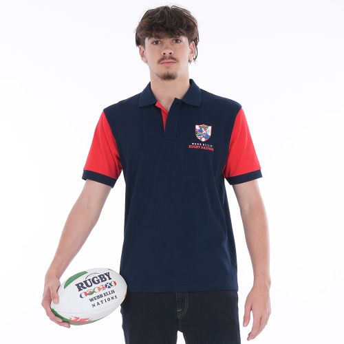 Polo MC marine rouge Rugby Nations - Grandes tailles S à 4XL - WEBB ELLIS - Modalova