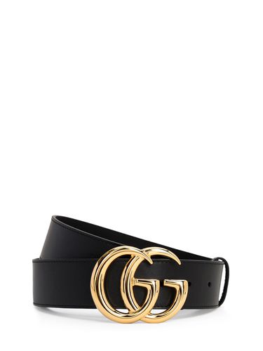 Ceinture En Cuir Avec Boucle Gg Brillante 40 Mm - GUCCI - Modalova