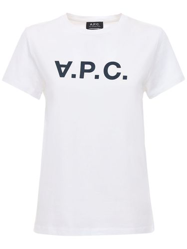 T-shirt En Jersey De Coton Imprimé Logo - A.P.C. - Modalova