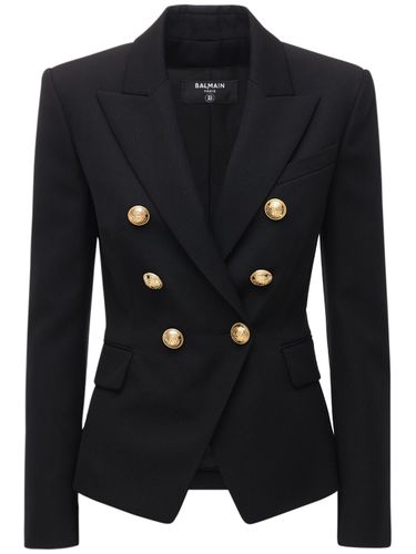 Blazer En Grain De Poudre À Double Boutonnage - BALMAIN - Modalova