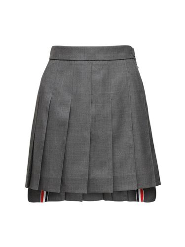 Jupe Courte En Laine Plissée - THOM BROWNE - Modalova