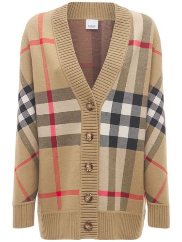 Cardigan En Laine Mélangée À Carreaux Caragh - BURBERRY - Modalova