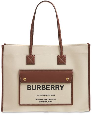 Sac Cabas Moyen En Cuir Et Toile Freya - BURBERRY - Modalova