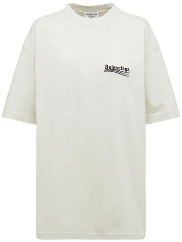 T-shirt Large En Coton Brodé - BALENCIAGA - Modalova