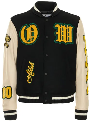 Veste Varsity En Laine Et Cuir Ow - OFF-WHITE - Modalova