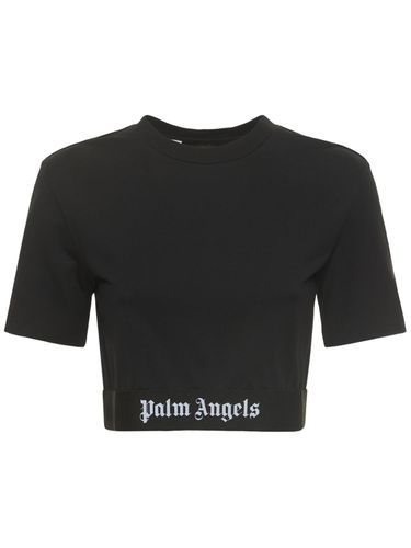 T-shirt Court En Coton Stretch Avec Bande Logo - PALM ANGELS - Modalova