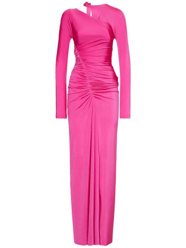 Robe Longue Asymétrique En Jersey Ruché - VICTORIA BECKHAM - Modalova