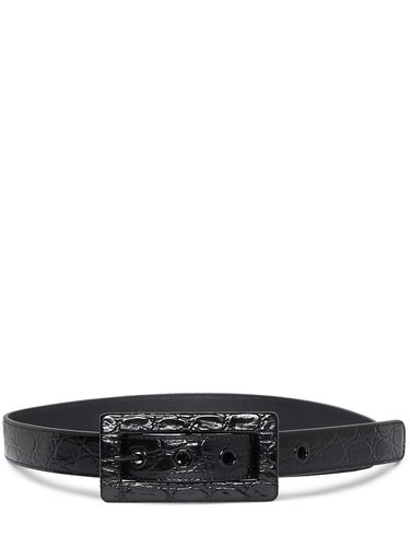 Ceinture En Cuir Embossé Crocodile 25 Mm - SAINT LAURENT - Modalova