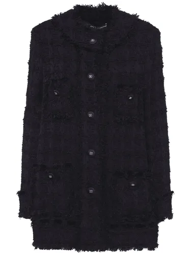 Veste Longue En Tweed De Laine - DOLCE & GABBANA - Modalova