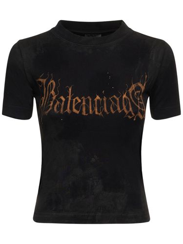 T-shirt En Coton Imprimé Logo - BALENCIAGA - Modalova