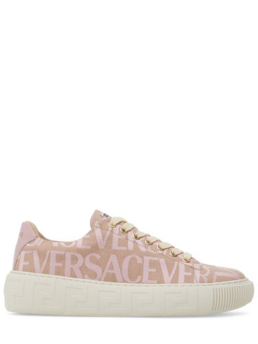 Sneakers En Coton Et Toile - VERSACE - Modalova