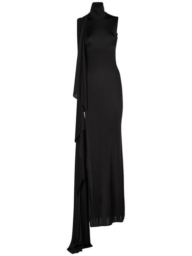 Robe Longue En Viscose Drapée - SAINT LAURENT - Modalova