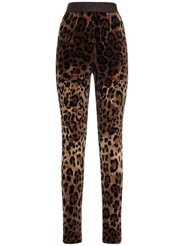 Legging En Chenille Imprimé Léopard - DOLCE & GABBANA - Modalova