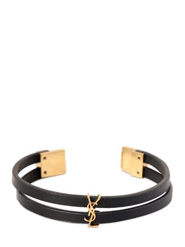 Bracelet En Cuir À Double Rangée Cassandre - SAINT LAURENT - Modalova