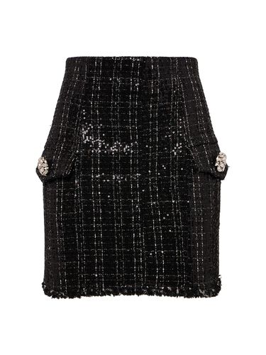 Jupe Courte En Tweed Pailleté - BALMAIN - Modalova