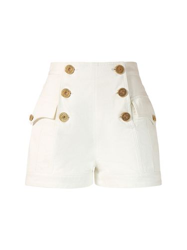 Short Boutonné En Denim - BALMAIN - Modalova