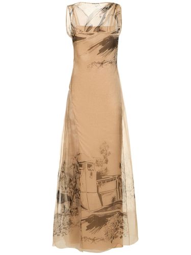 Robe Longue En Organza De Soie Imprimée - ALBERTA FERRETTI - Modalova