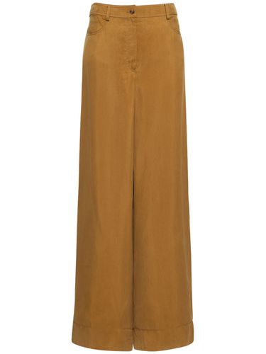 Pantalon Ample En Sergé Délavé Taille Haute - ALBERTA FERRETTI - Modalova