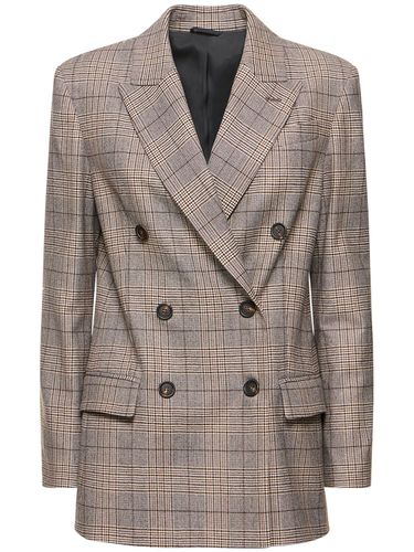 Veste En Laine Mélangée À Motif Prince-de-galles - BRUNELLO CUCINELLI - Modalova