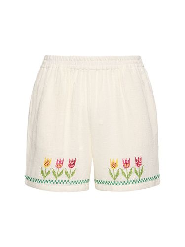 Short Avec Tulipes Brodées - HARAGO - Modalova