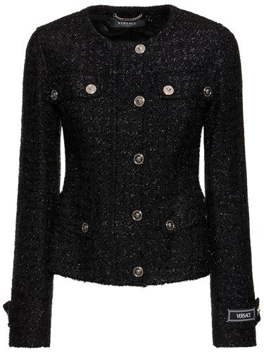 Veste En Tweed De Lurex Sans Col - VERSACE - Modalova