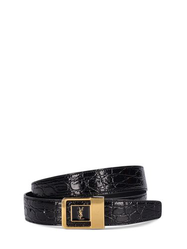 Ceinture En Cuir Embossé Boucle La 66 30 Mm - SAINT LAURENT - Modalova