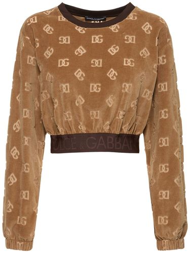 Sweat-shirt Court En Chenille À Monogramme - DOLCE & GABBANA - Modalova