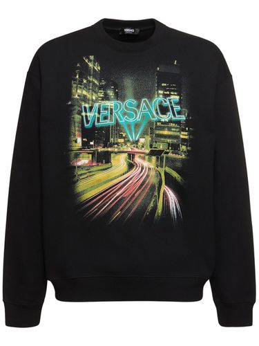 Sweat-shirt En Coton Imprimé Lights - VERSACE - Modalova