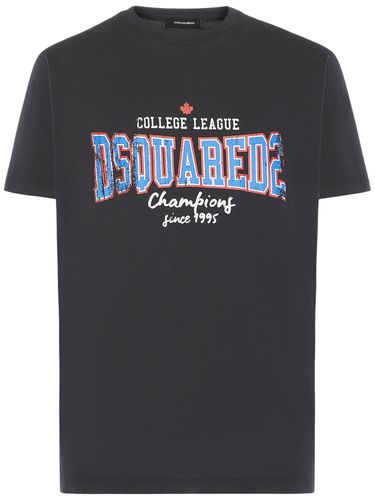 T-shirt En Coton Imprimé Logo - DSQUARED2 - Modalova