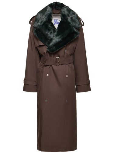 Manteau Long En Gabardine De Coton Avec Ceinture - BURBERRY - Modalova