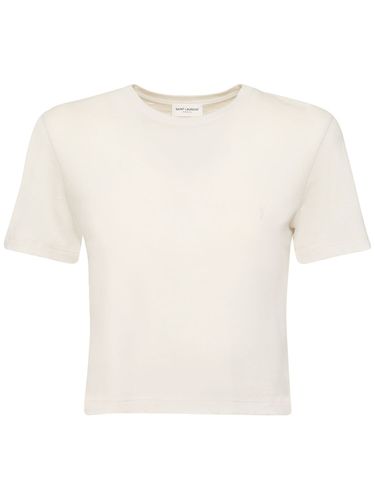 T-shirt Slim Court En Coton - SAINT LAURENT - Modalova