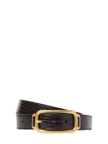 Ceinture En Cuir Embossé Crocodile 3 Cm - TOM FORD - Modalova